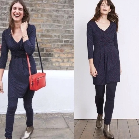 Boden Marion Jersey Tunic Dress Women's Size 4 US Navy Fit & Flare 3/4 Sleeves - Picture 7 of 9